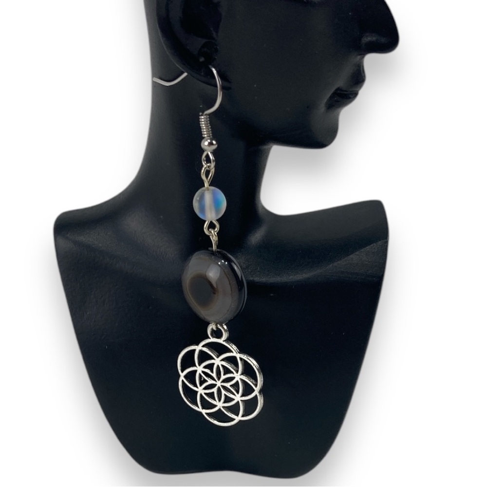 Boho gemstone earrings are handmade by Cosmic Dreamer Creations
